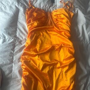 Fashion Nova Orange Satin Mini Dress
